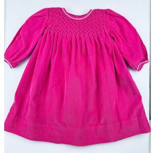 Petit Ami Girls Pink Corduroy Smocked Basketweave Dress 2T Long-Sleeve